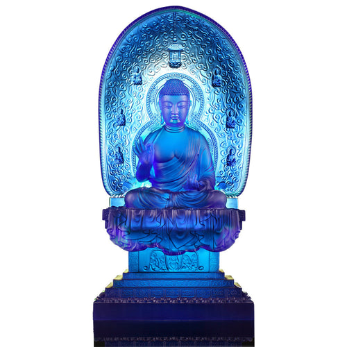 Liuli Crystal Buddha, Medicine Buddha, Healing Buddha, Blue Medicine Liuli Buddha