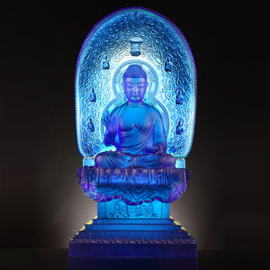 Liuli Crystal Buddha, Medicine Buddha, Healing Buddha, Blue Medicine Liuli Buddha
