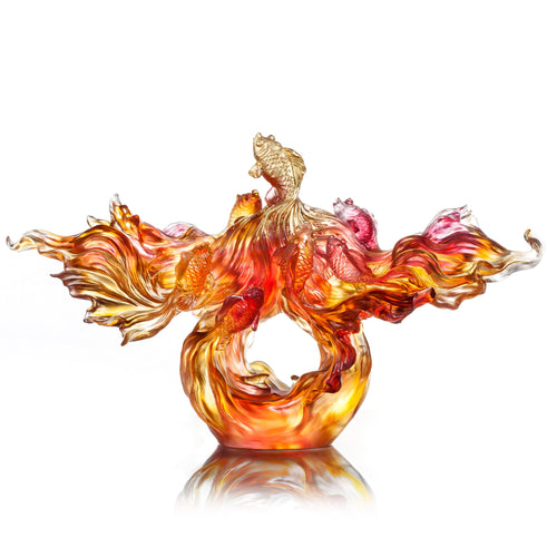 Liuli Crystal Fish, Goldfish, Rising New Era, 24k Gold Leaf
