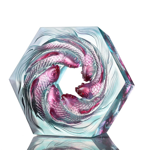 Liuli LIULI Crystal Art Roiling Waters Crystal Koi Fish Sculpture