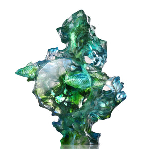 Liuli LIULI Crystal Two Fish Sculpture, Joyful Harmony