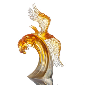 Liuli Aligned with the Light, I am Amplified, Amber Eagle Bird Figurine