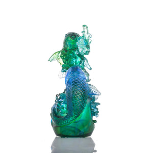 Liuli Crystal Koi Fish Sculpture, In Splendor