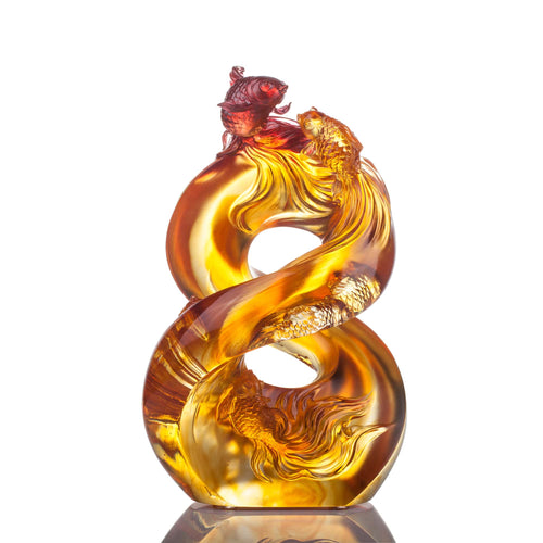 Liuli Crystal Koi Fish Figurine, In Unity