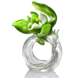 Liuli Collector Edition-Crystal Flower, Orchid, A Chinese Liuli Flower, Imminent Spring Dance