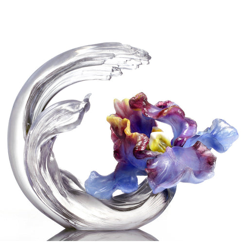Liuli Collector Edition-Crystal Flower, Iris, A Chinese Liuli Flower, Arising through Contentment