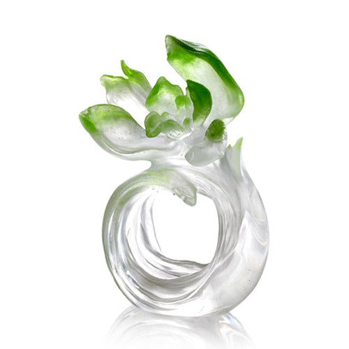 Liuli Crystal Flower, Orchid, Imminent Spring Dance (Special Edition, Come with Display Base)
