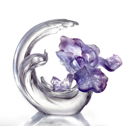 Liuli Crystal Flower, Iris, Arising through Contentment (Special Edition, Come with Display Base)