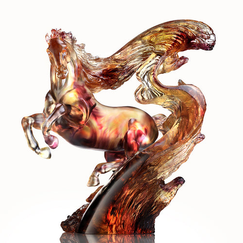 Liuli LIULI Crystal Art Horse Sculpture Accomplished - Amber & Purple
