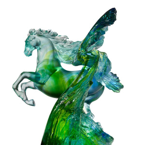 Liuli LIULI Crystal Art Horse Sculpture Accomplished - Blue Green