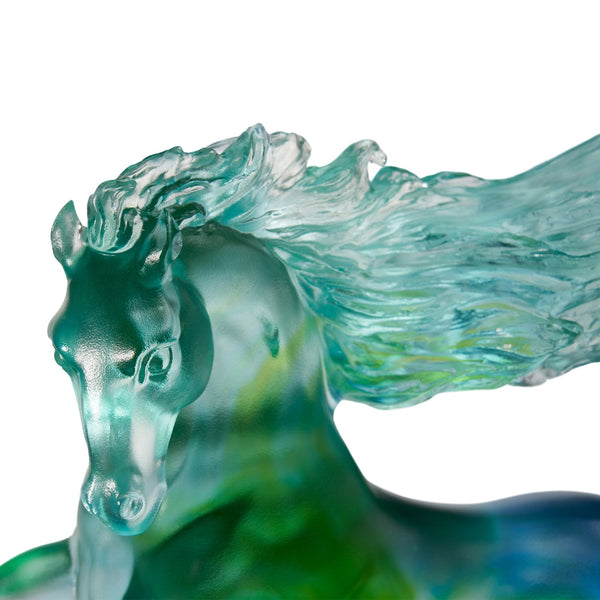 Load image into Gallery viewer, Liuli LIULI Crystal Art Horse Sculpture Accomplished - Blue Green
