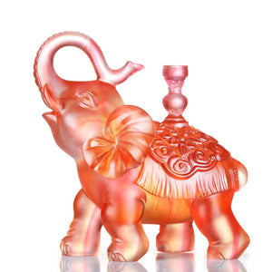 Liuli LIULI Crystal Elephant Sculpture, Raised Trunk, Optimism, The Auspicious Elephant