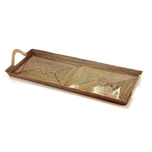 Calaisio Rectangular Glass Appetizer Tray, Bottom Reinforced With Wrought Iron