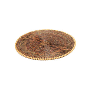 Calaisio Round Placemat 14", With Natural Wood Beads, Set of 4