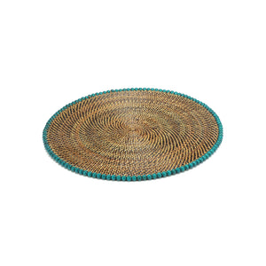 Calaisio Round Placemat with Beads - Sea Green, Set of 4