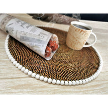 Load image into Gallery viewer, Calaisio Round Placemat with Beads - White, Set of 4