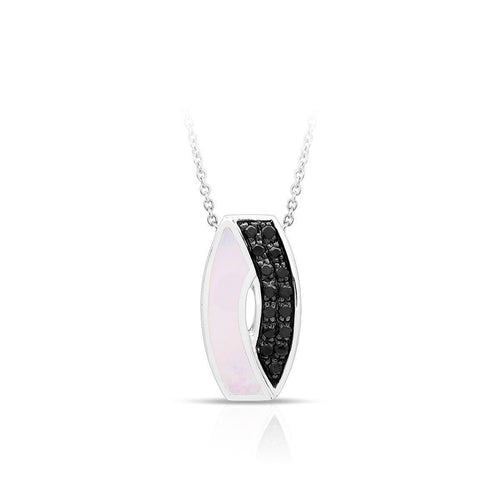 Belle Etoile Pirouette Pendant - White Mother-of-Pearl & Black Stone