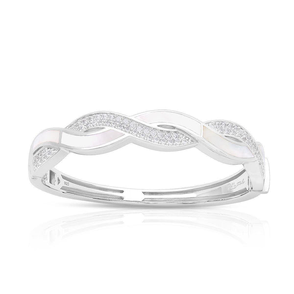 Load image into Gallery viewer, Belle Etoile Pirouette Bangle - White Mother-of-Pearl &amp; White Stone
