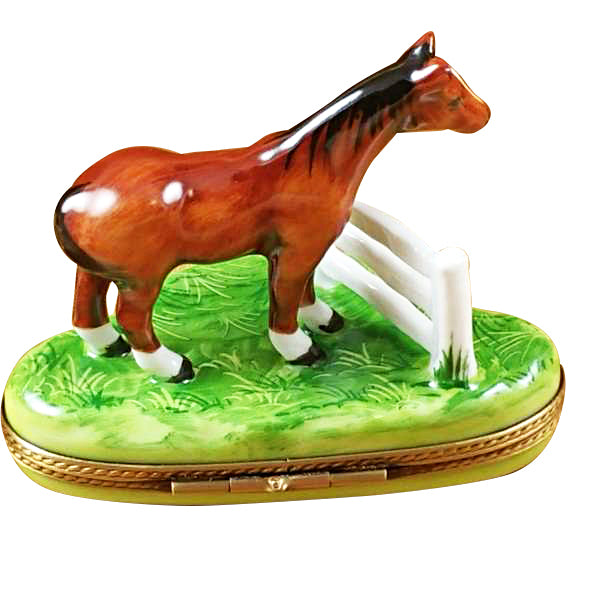 Load image into Gallery viewer, Rochard &quot;Horse Standing at Fence&quot; Limoges Box
