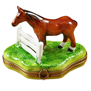 Rochard "Horse Standing at Fence" Limoges Box