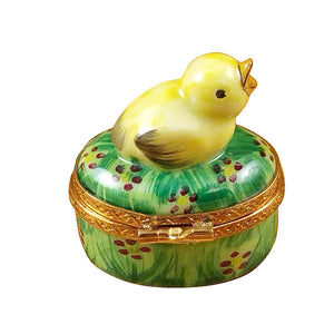 Rochard "Small Chick on Green Base" Limoges Box