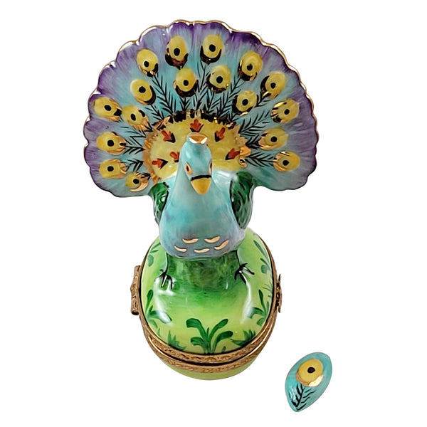 Load image into Gallery viewer, Rochard &quot;Peacock with Feather&quot; Limoges Box
