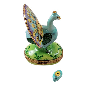 Rochard "Peacock with Feather" Limoges Box