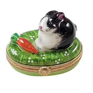 Rochard "Black and White Rabbit with Carrot" Limoges Box