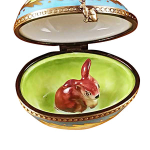 Rochard "Egg with Bow and Bunny" Limoges Box