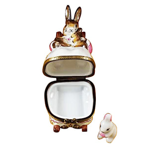 Rochard "Mother Rabbit Rocking with Baby" Limoges Box