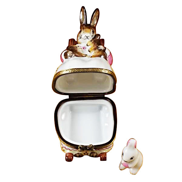 Load image into Gallery viewer, Rochard &quot;Mother Rabbit Rocking with Baby&quot; Limoges Box
