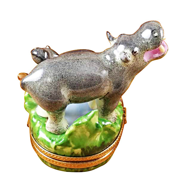 Load image into Gallery viewer, Rochard &quot;Hippo and Baby&quot; Limoges Box
