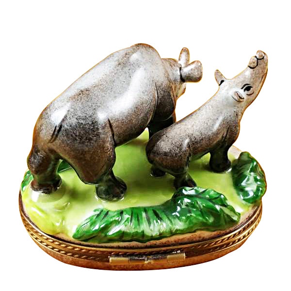 Load image into Gallery viewer, Rochard &quot;Rhino and Baby&quot; Limoges Box
