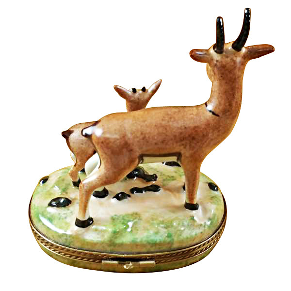 Load image into Gallery viewer, Rochard &quot;African Antelope with Baby&quot; Limoges Box
