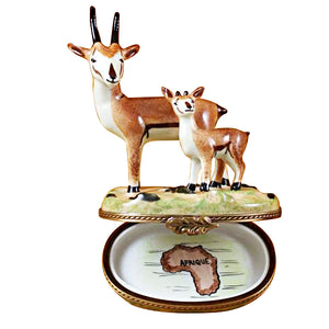 Rochard "African Antelope with Baby" Limoges Box
