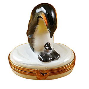Rochard "Penguin with Baby" Limoges Box