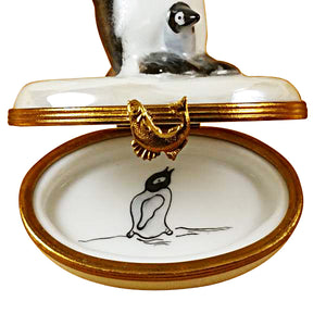 Rochard "Penguin with Baby" Limoges Box
