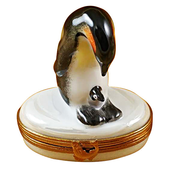 Load image into Gallery viewer, Rochard &quot;Penguin with Baby&quot; Limoges Box

