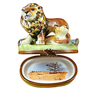 Rochard "Lion with Baby" Limoges Box
