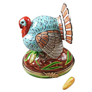 Rochard "Large Turkey with Removable Ear of Corn" Limoges Box