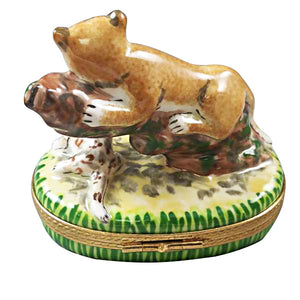 Rochard "Cougar with Baby" Limoges Box