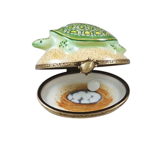 Rochard "Turtle on Sand with Removable Egg" Limoges Box