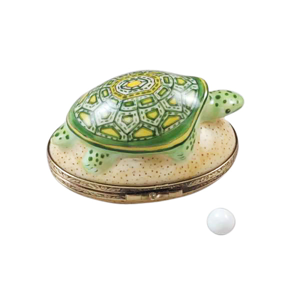 Load image into Gallery viewer, Rochard &quot;Turtle on Sand with Removable Egg&quot; Limoges Box

