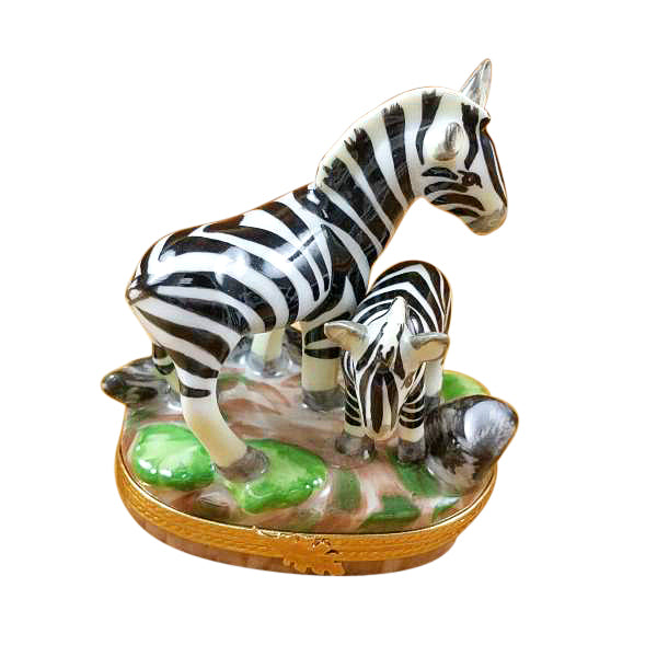 Load image into Gallery viewer, Rochard &quot;Zebra with Baby&quot; Limoges Box
