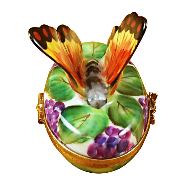 Load image into Gallery viewer, Rochard &quot;Butterfly on Grapes&quot; Limoges Box
