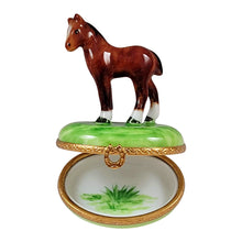 Load image into Gallery viewer, Rochard &quot;Standing Mini Horse with a Removable Brass Horseshoe&quot; Limoges Box