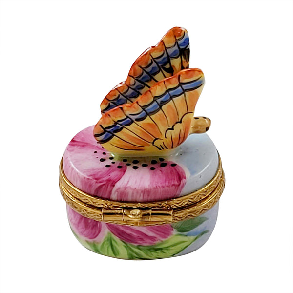 Load image into Gallery viewer, Rochard &quot;Monarch Butterfly with Brass Flower&quot; Limoges Box
