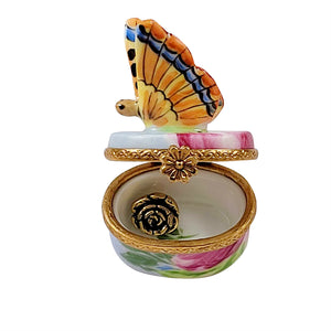 Rochard "Monarch Butterfly with Brass Flower" Limoges Box