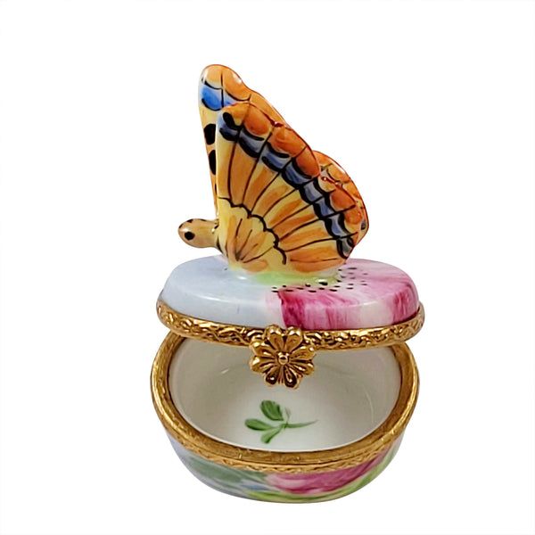 Load image into Gallery viewer, Rochard &quot;Monarch Butterfly with Brass Flower&quot; Limoges Box
