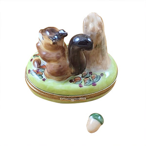 Rochard "Squirrel with Acorn" Limoges Box